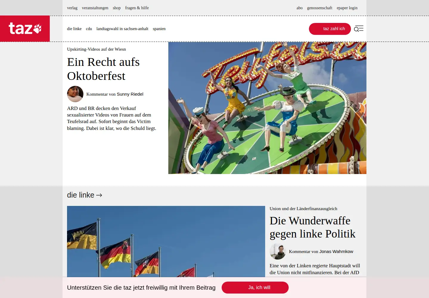 Screenshot of taz.de