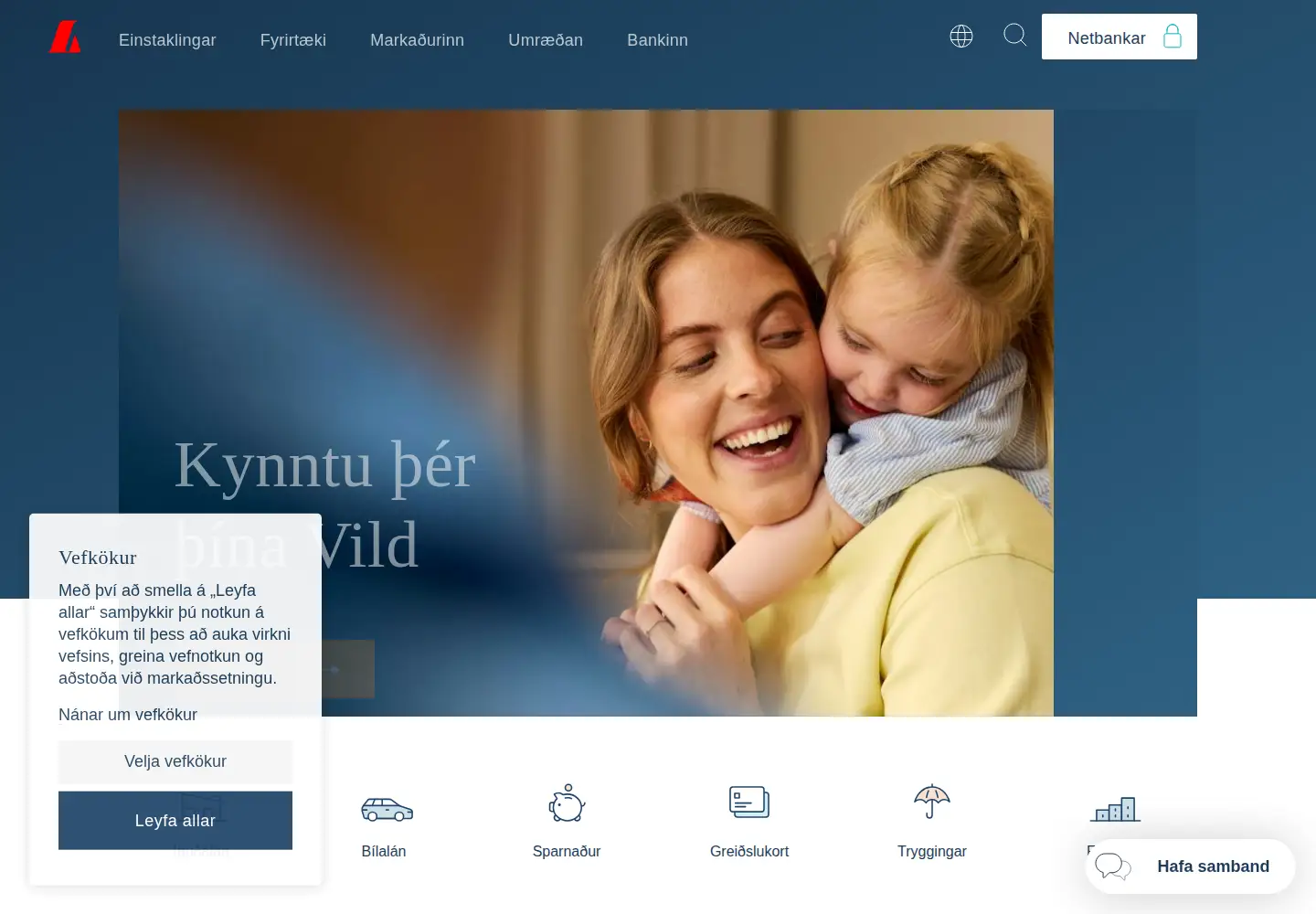 Captured homepage of landsbankinn.is in the current scan