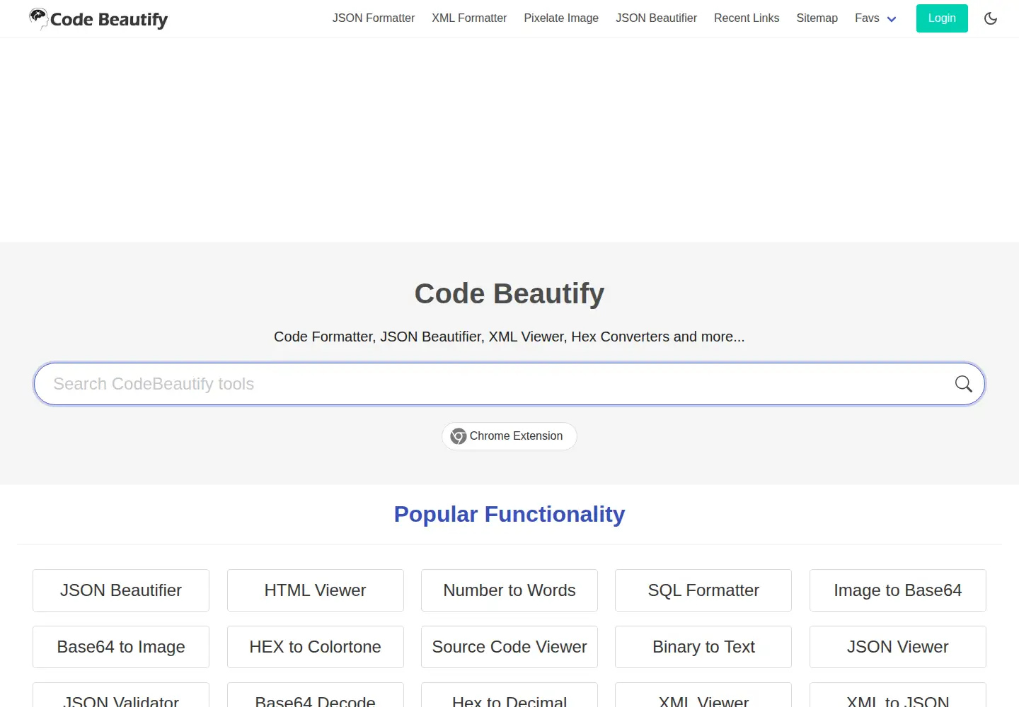 Screenshot of codebeautify.org