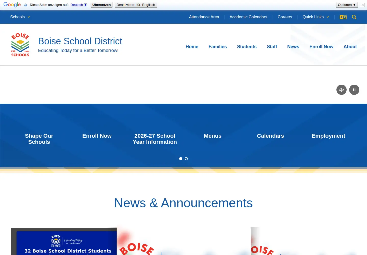 Screenshot of boiseschools.org