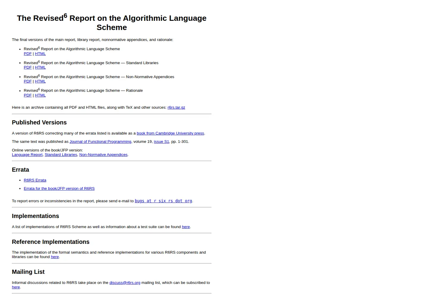 Screenshot of r6rs.org