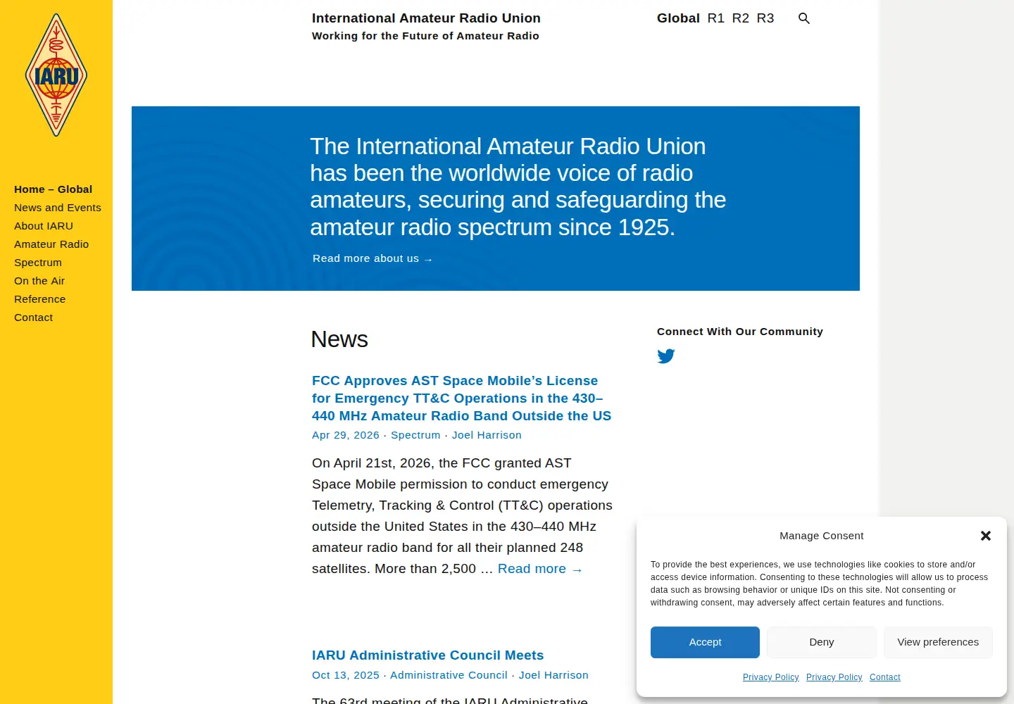 Screenshot of iaru.org