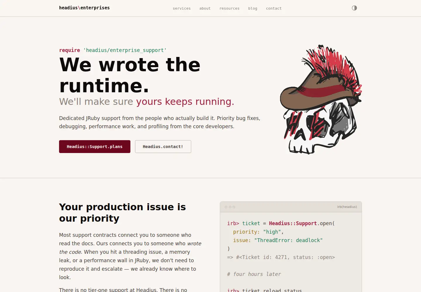 Screenshot of headius.com