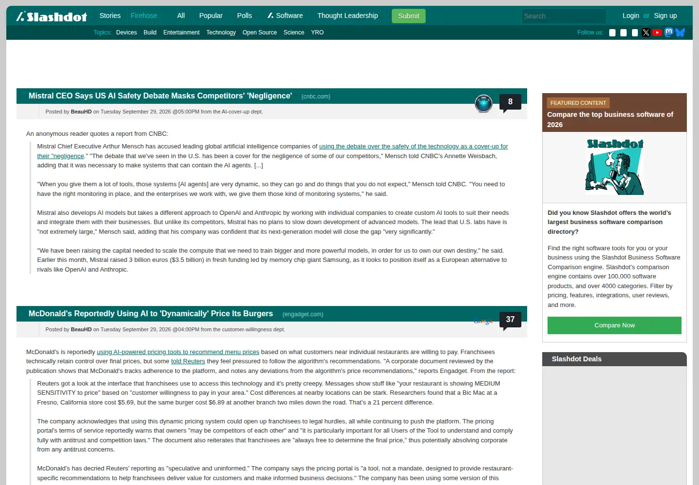 Screenshot of slashdot.org