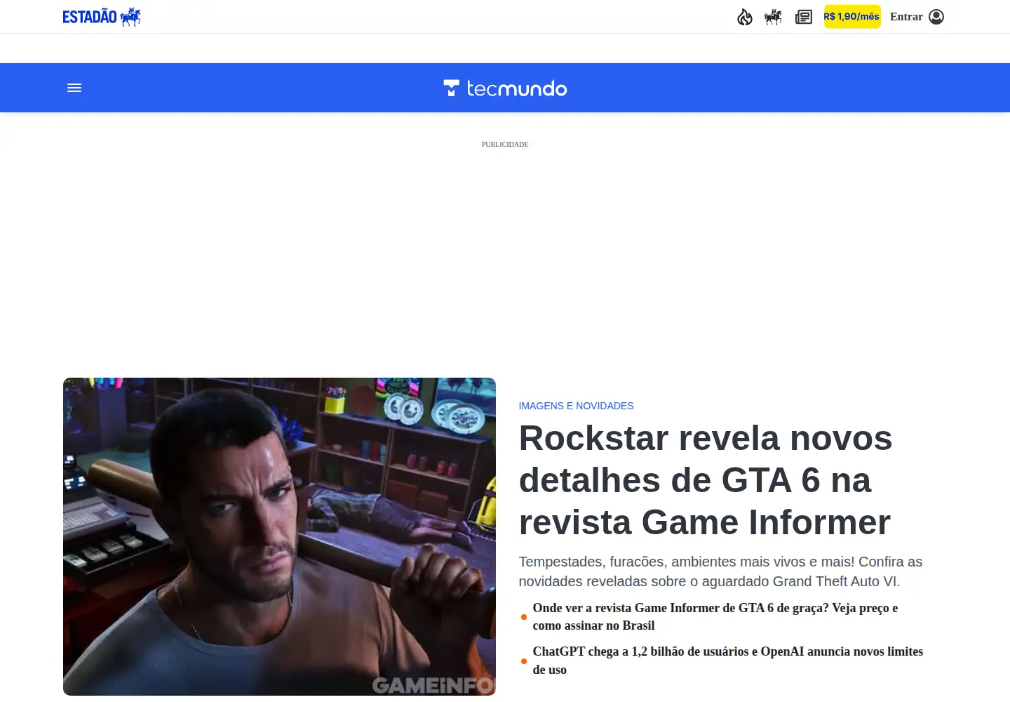 Screenshot of tecmundo.com.br