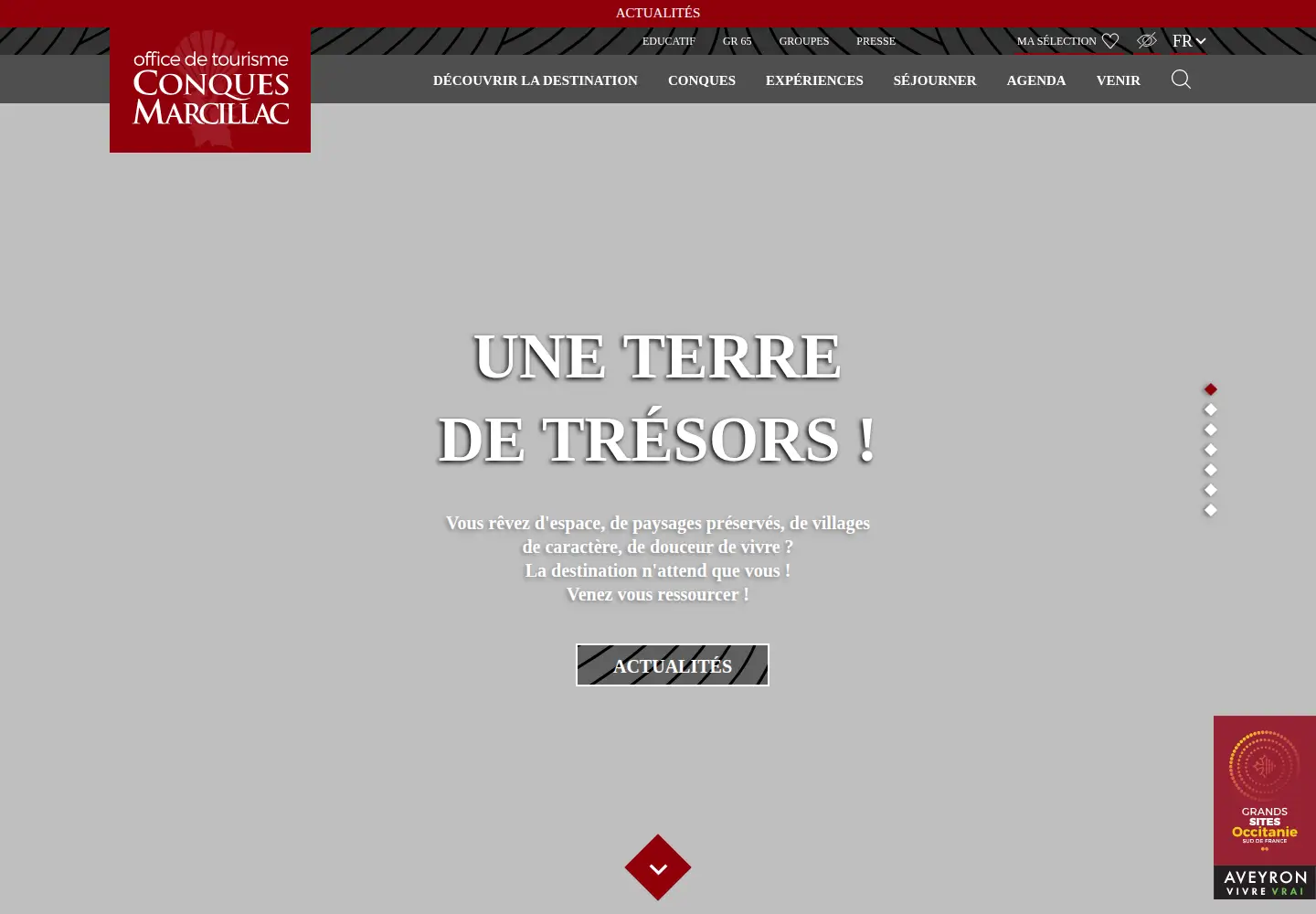 Screenshot of tourisme-conques.fr