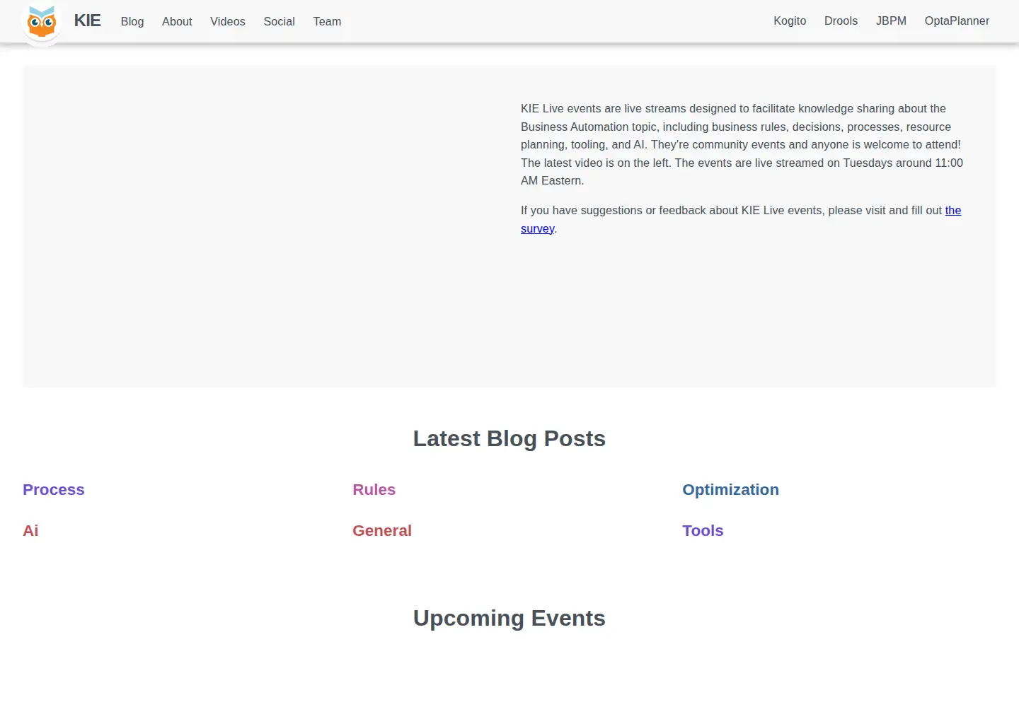 Captured homepage of kie.org in the current scan