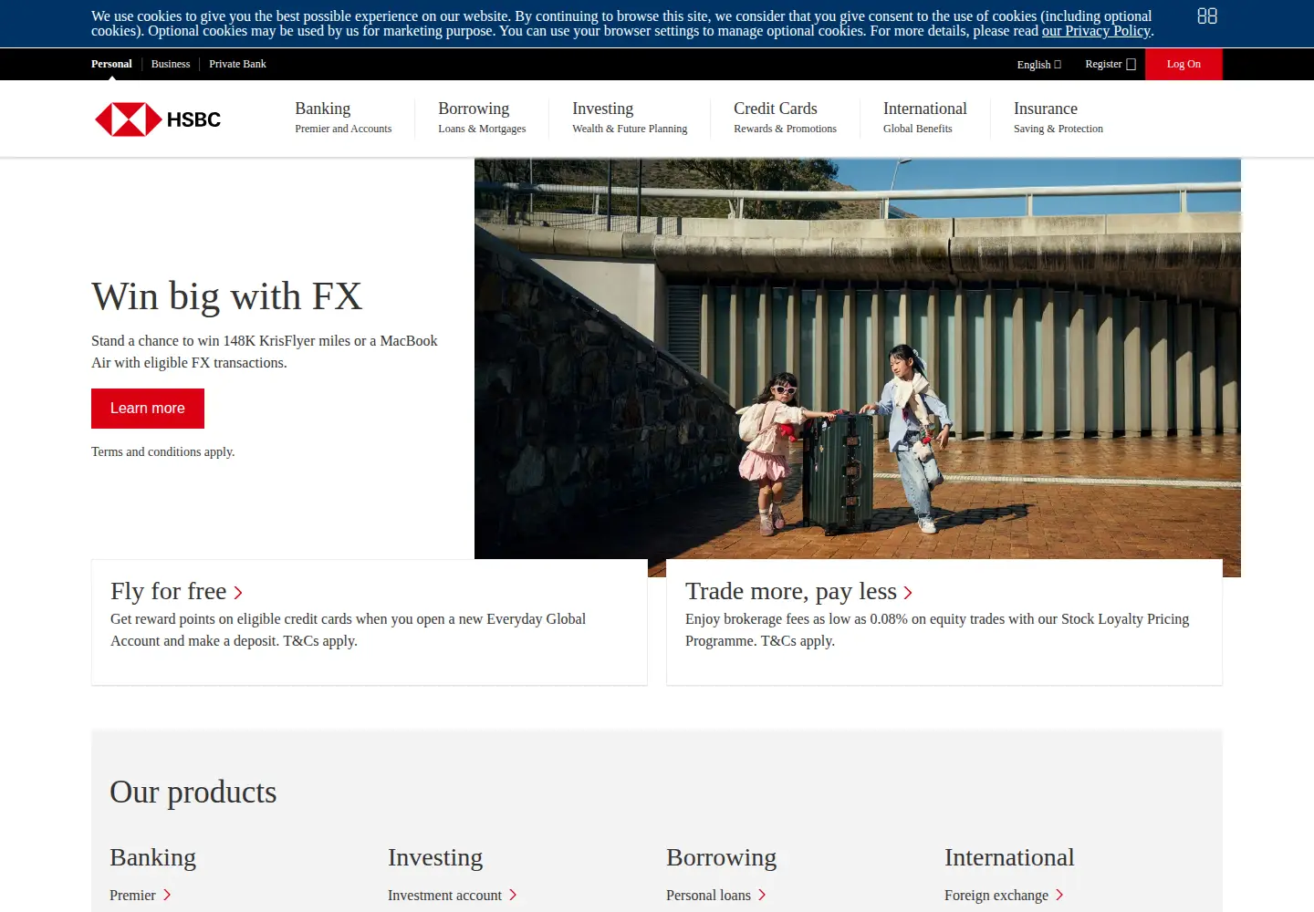 Screenshot of hsbc.com.sg