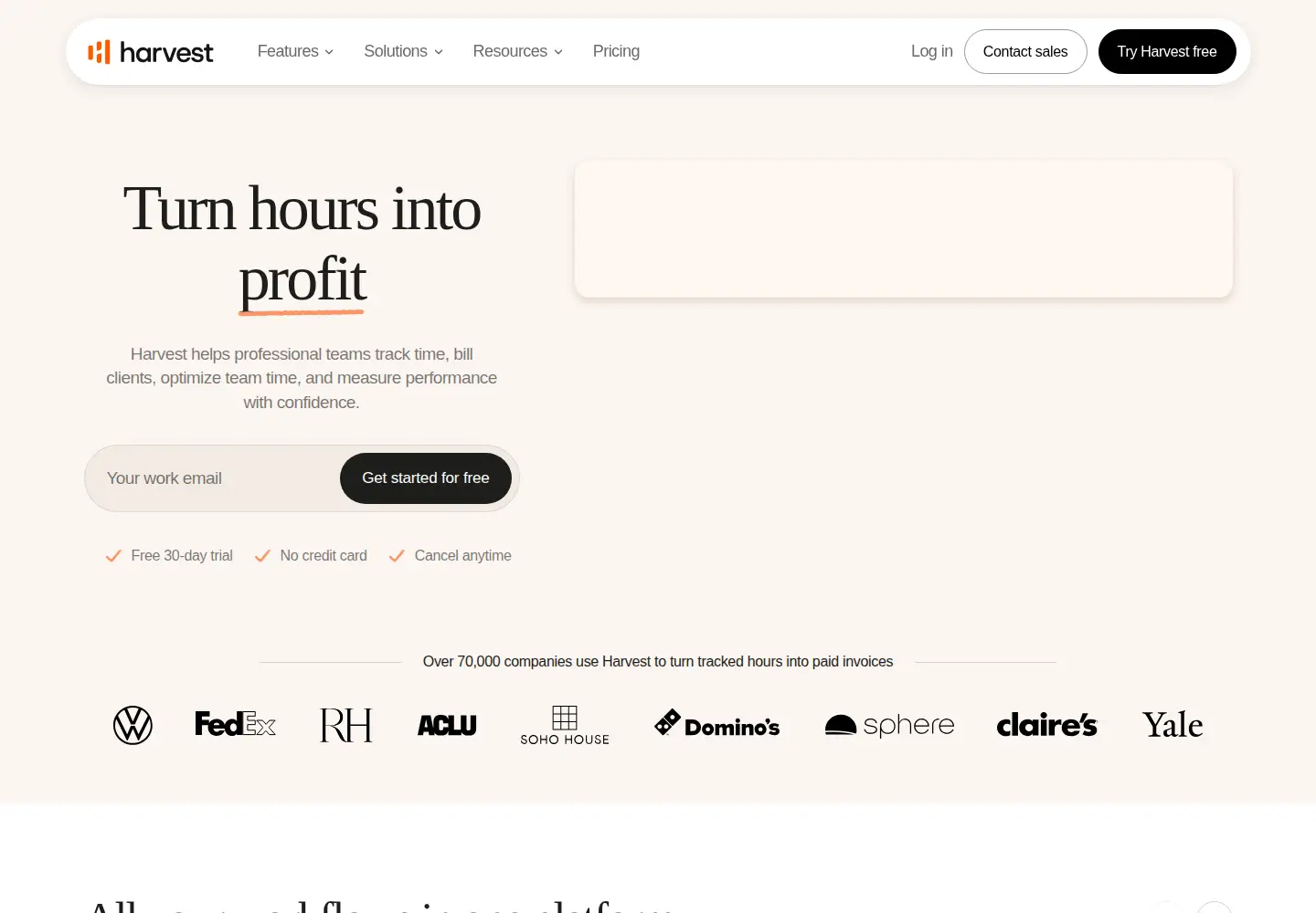 Screenshot of getharvest.com