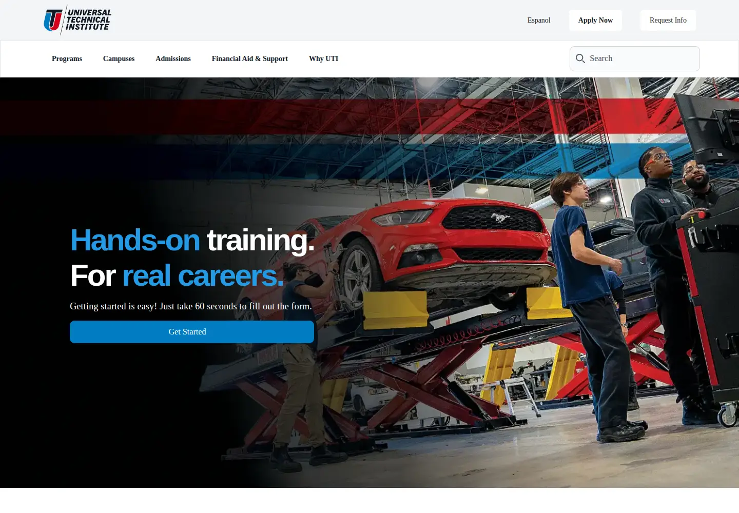 Screenshot of uti.edu