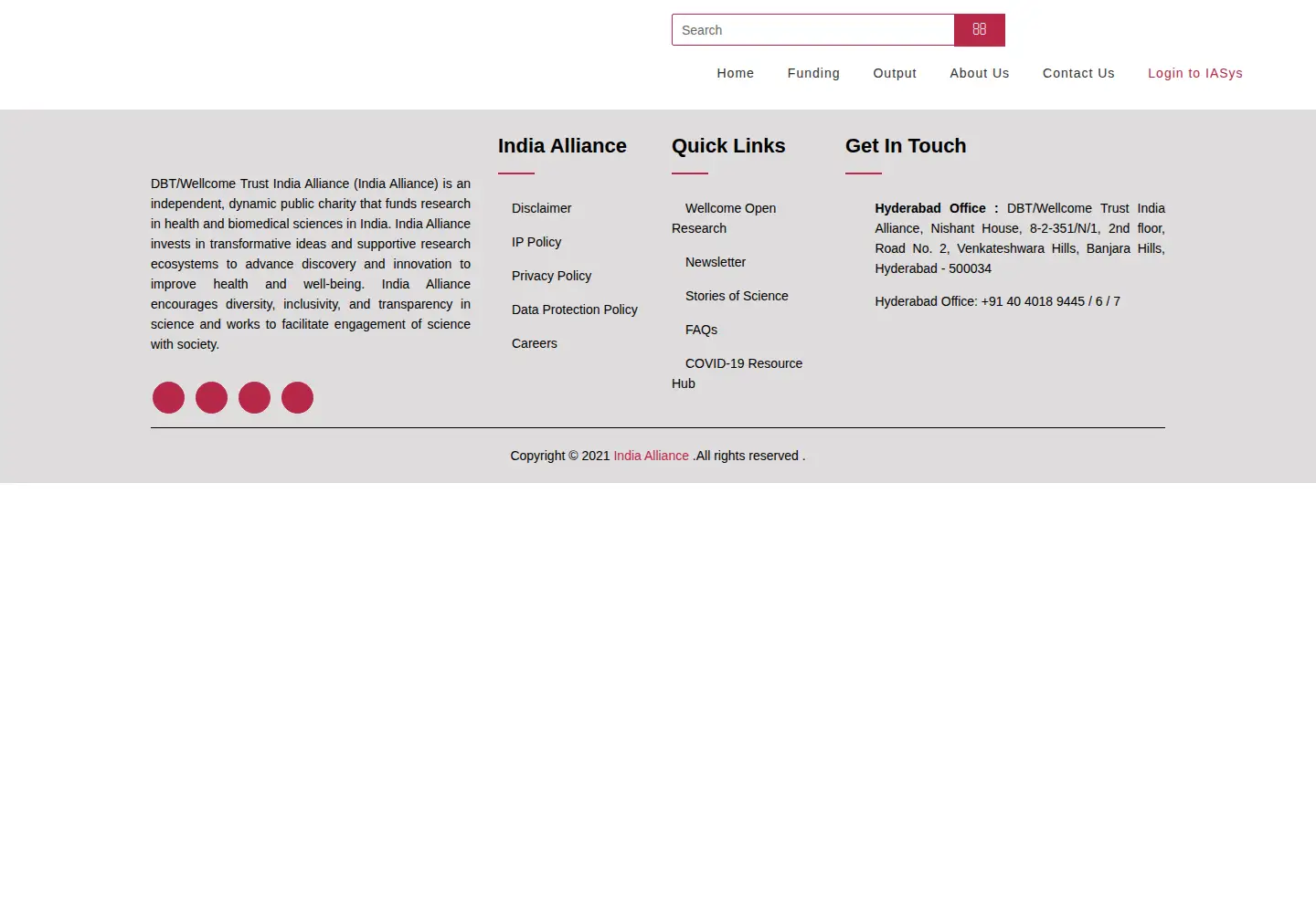 Screenshot of indiaalliance.org