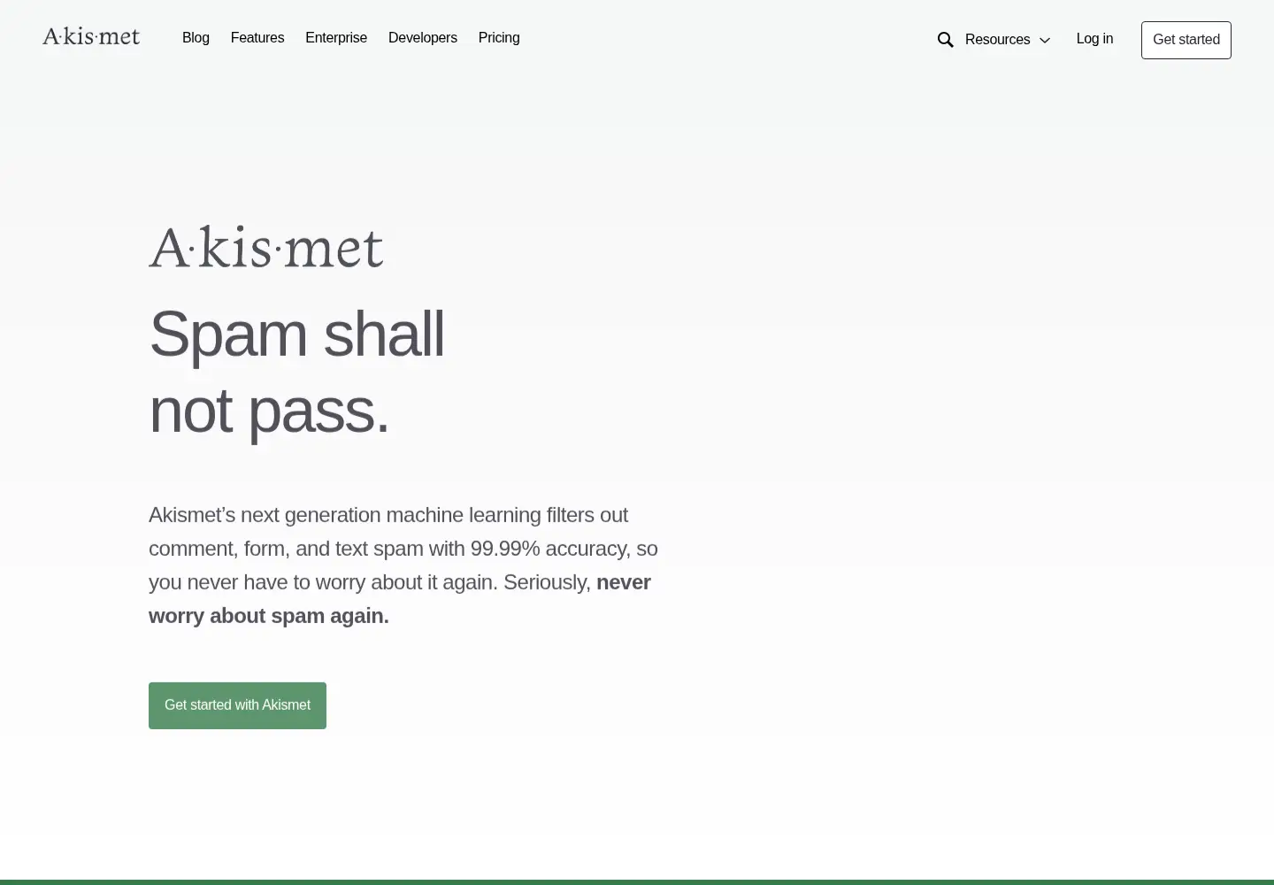 Screenshot of akismet.com