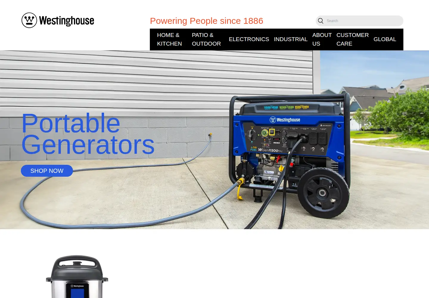 Screenshot of westinghouse.com
