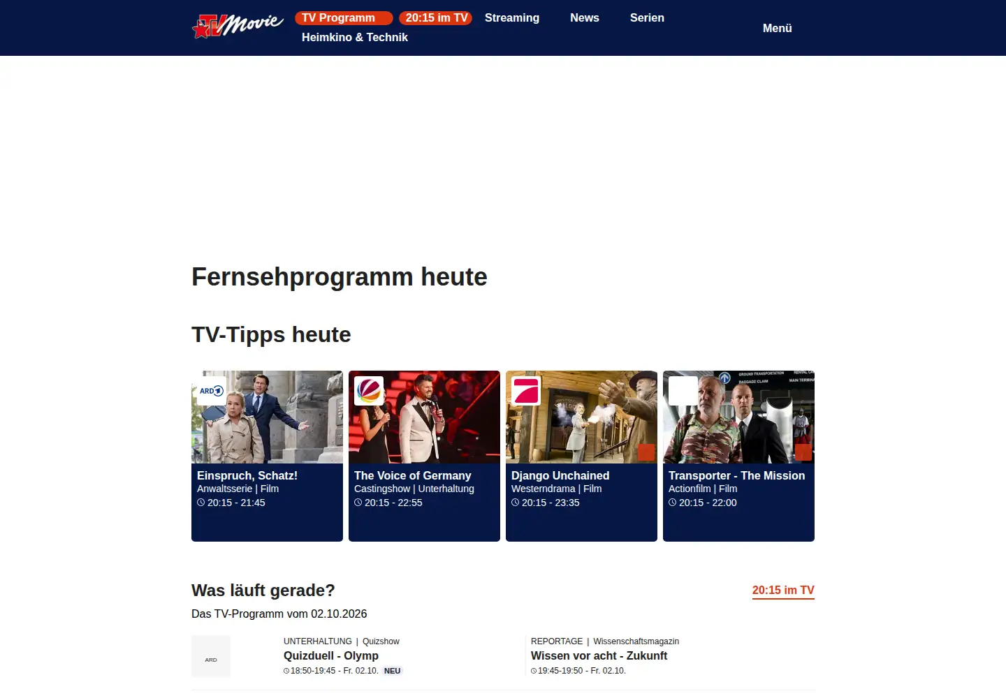 Screenshot of tvmovie.de