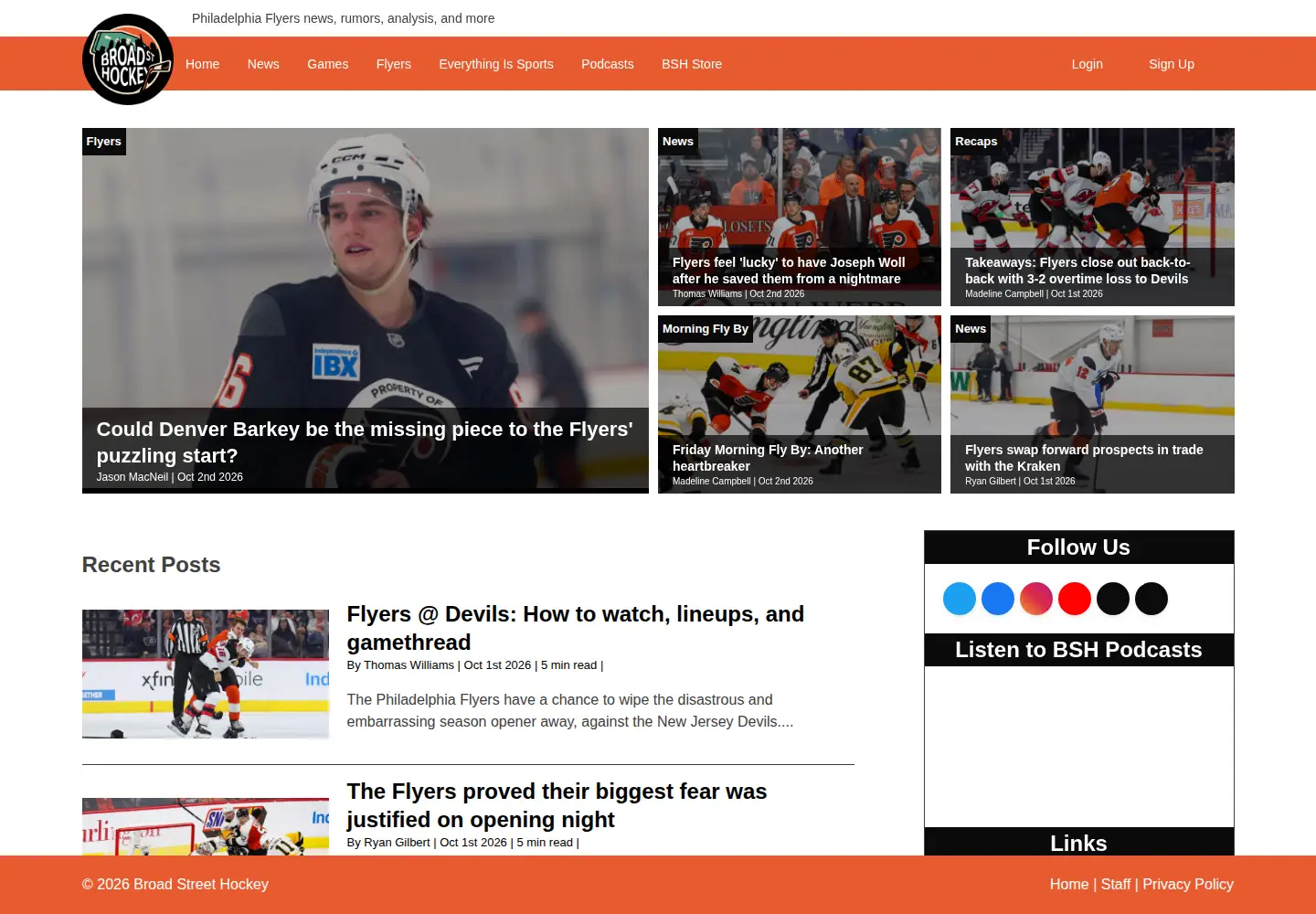 Screenshot of broadstreethockey.com