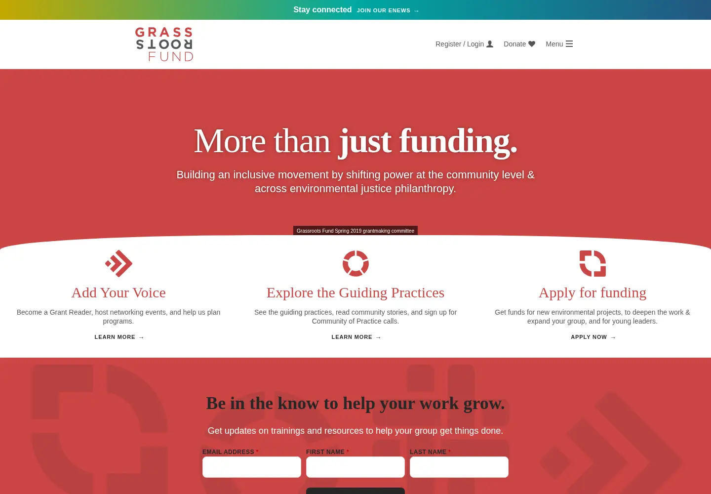 Screenshot of grassrootsfund.org