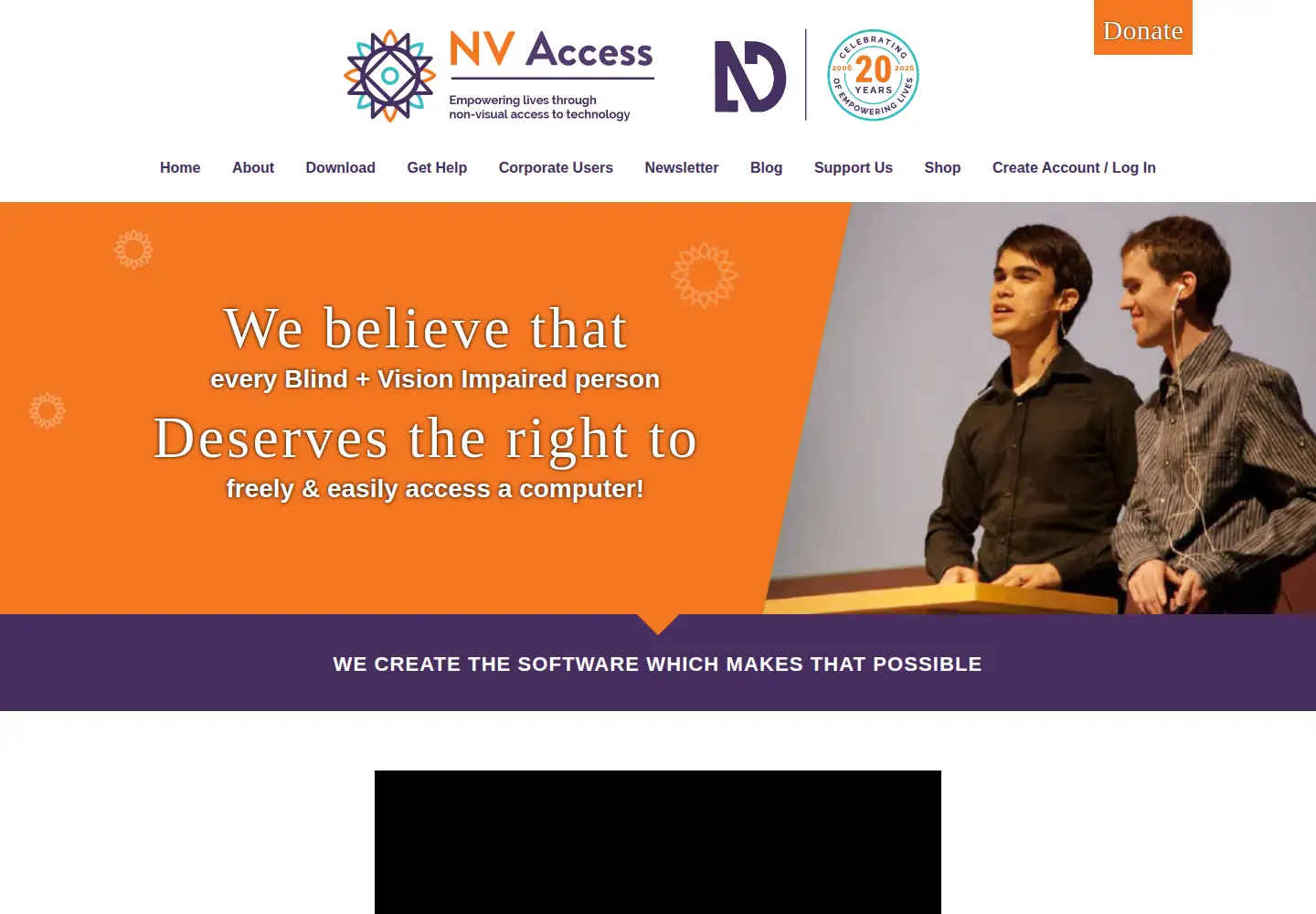 Captured homepage of nvaccess.org in the current scan