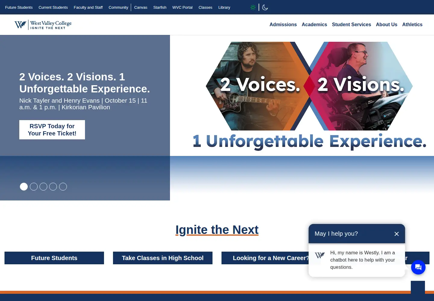 Screenshot of westvalley.edu
