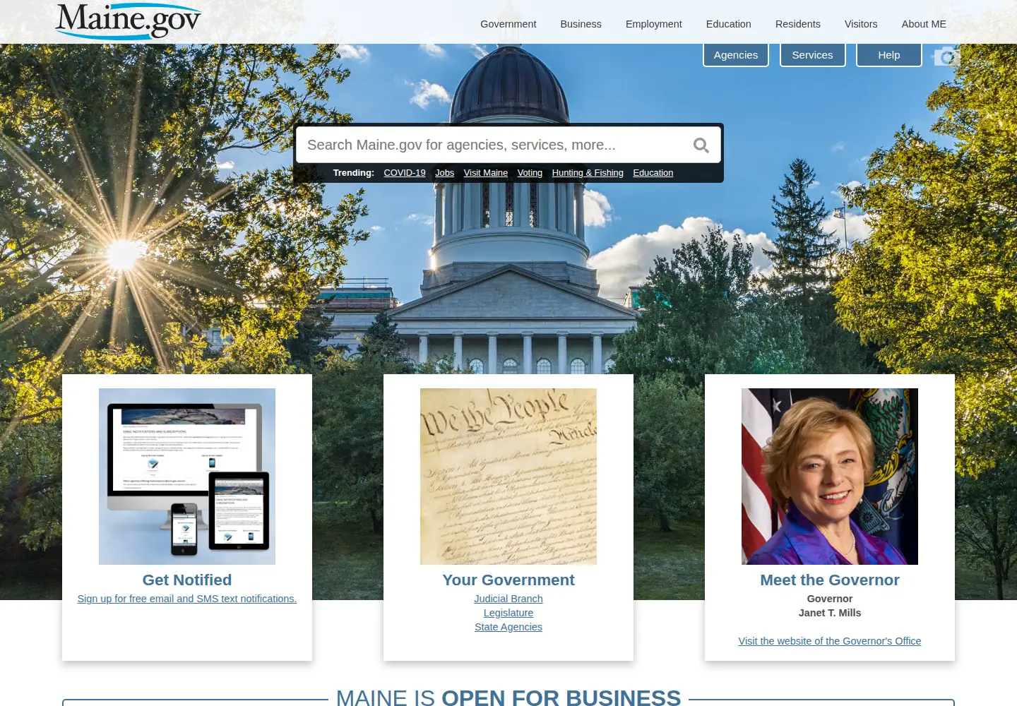 Screenshot of maine.gov