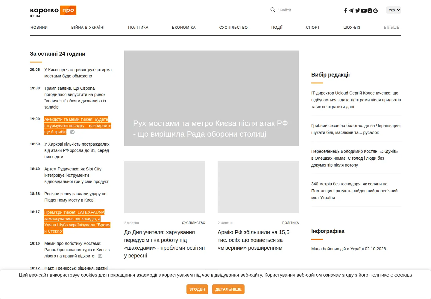 Screenshot of kp.ua