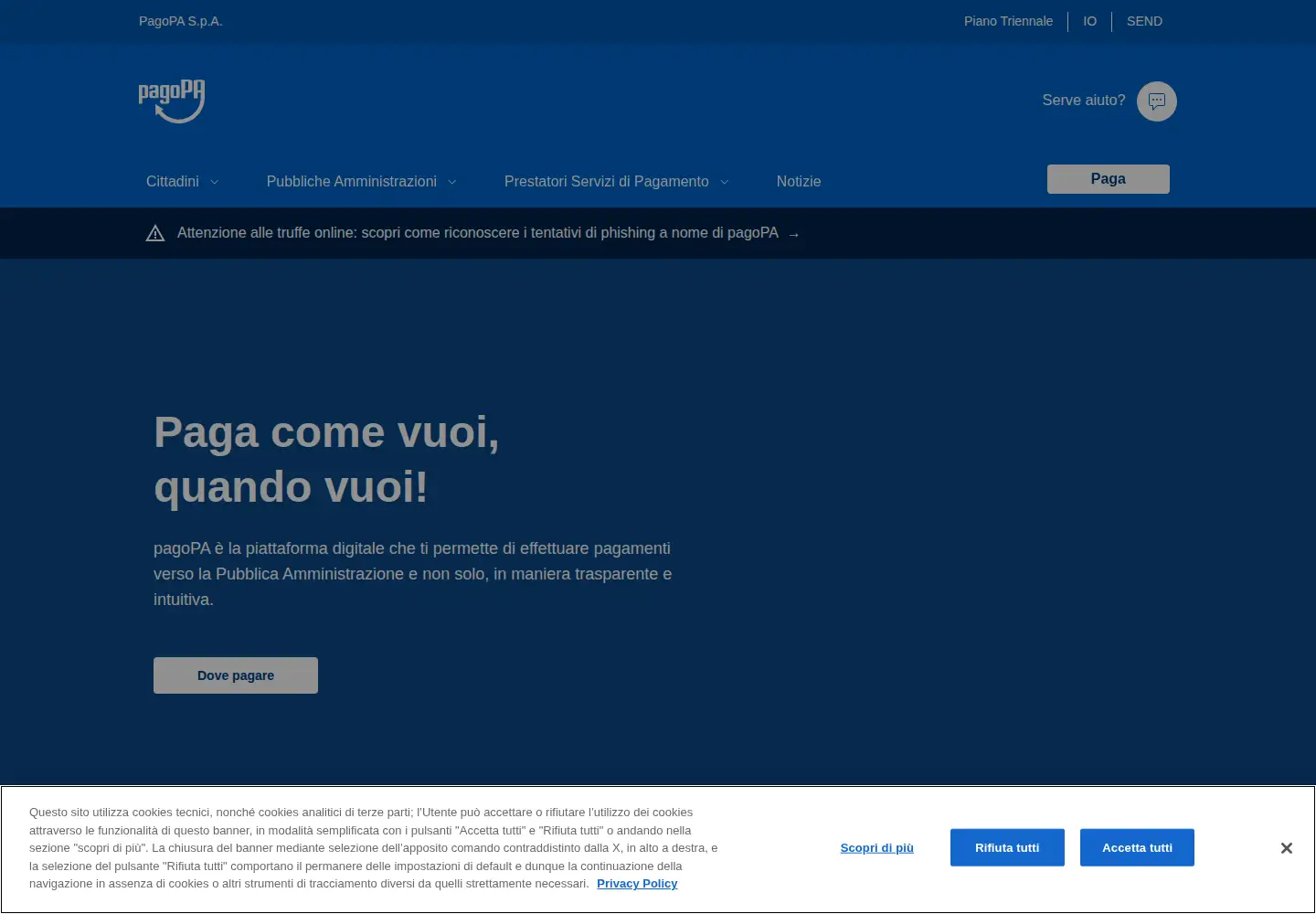 Screenshot of pagopa.gov.it