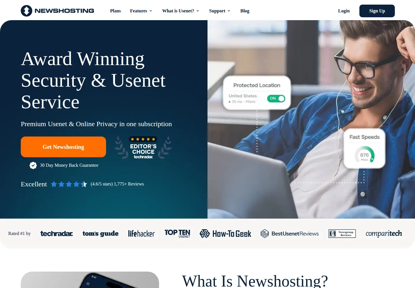 Captured homepage of newshosting.com in the current scan