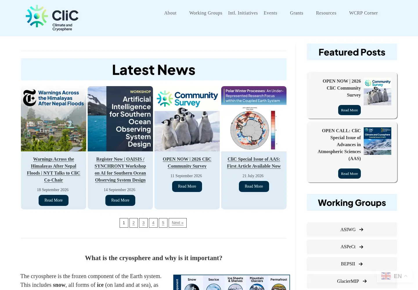 Screenshot of climate-cryosphere.org