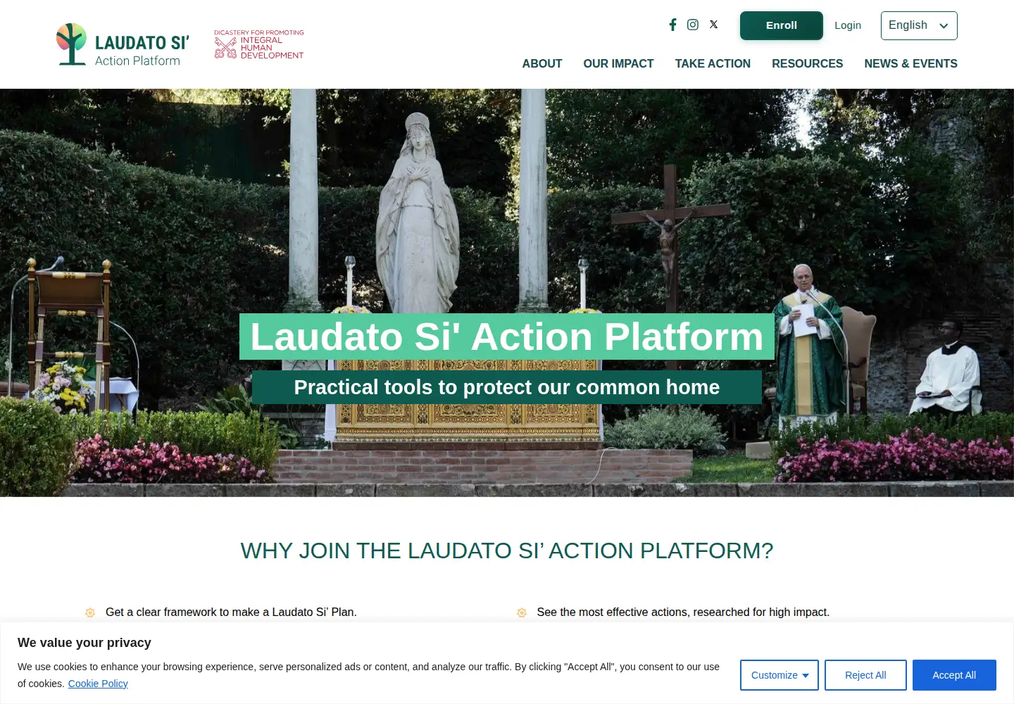 Screenshot of laudatosiactionplatform.org