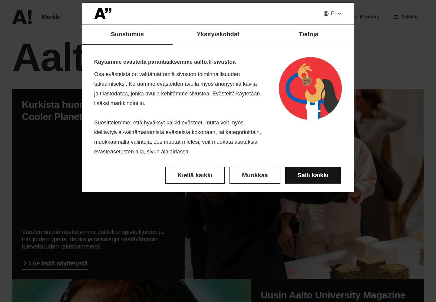 Screenshot of aalto.fi