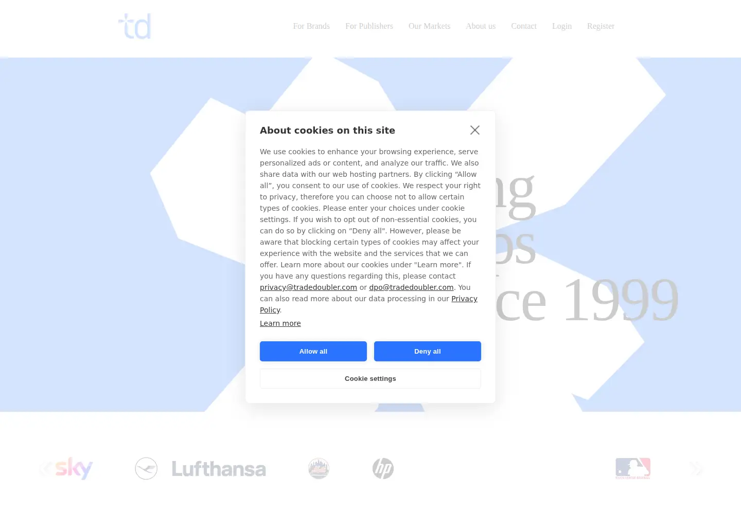 Screenshot of tradedoubler.com