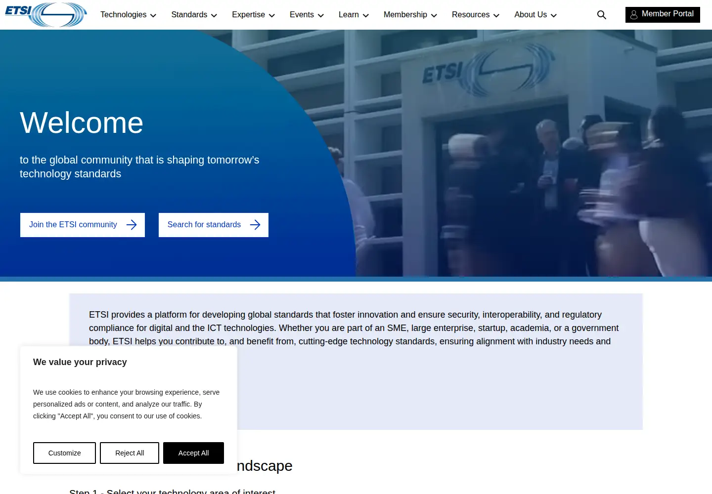 Screenshot of etsi.org