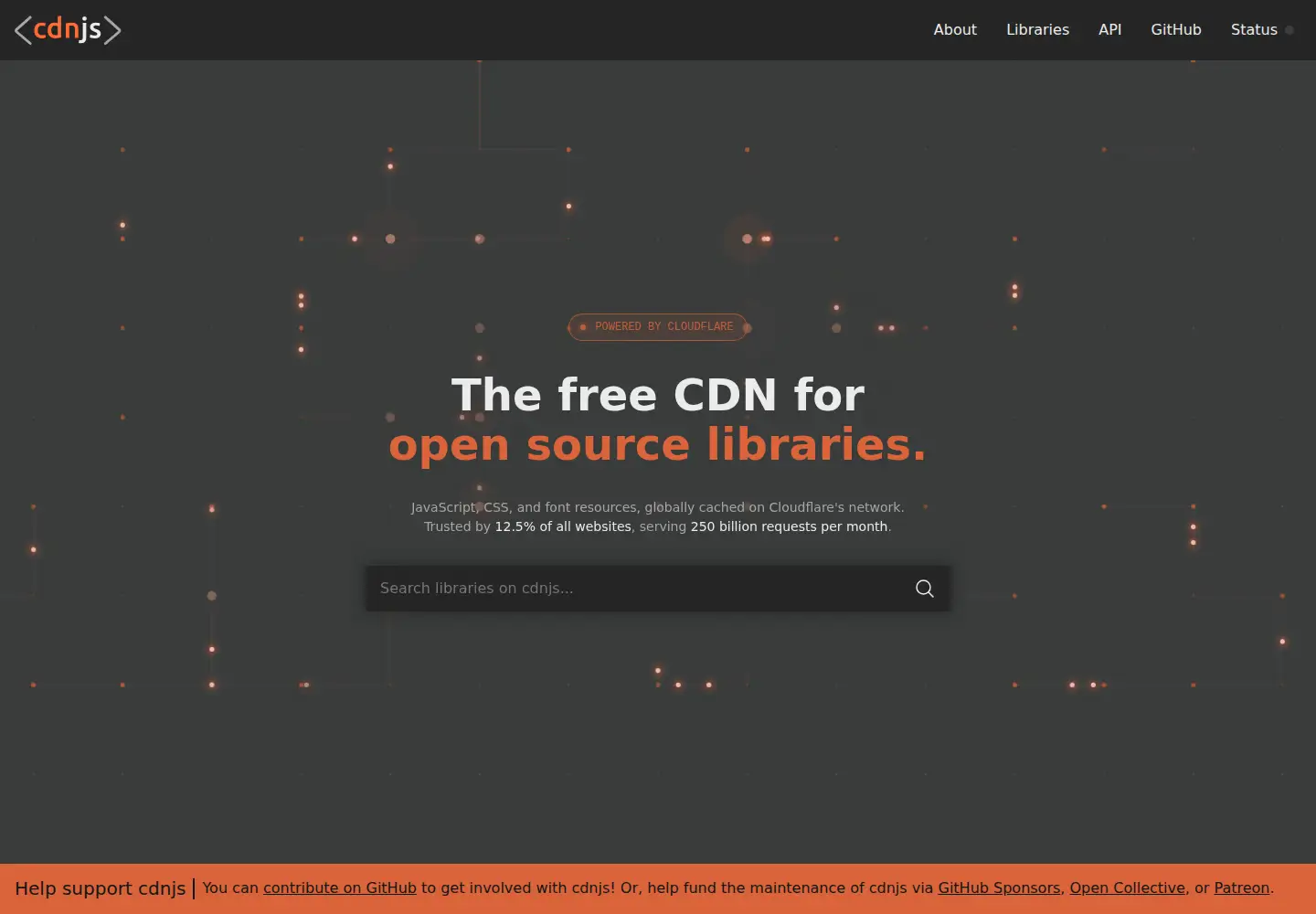 Screenshot of cdnjs.com