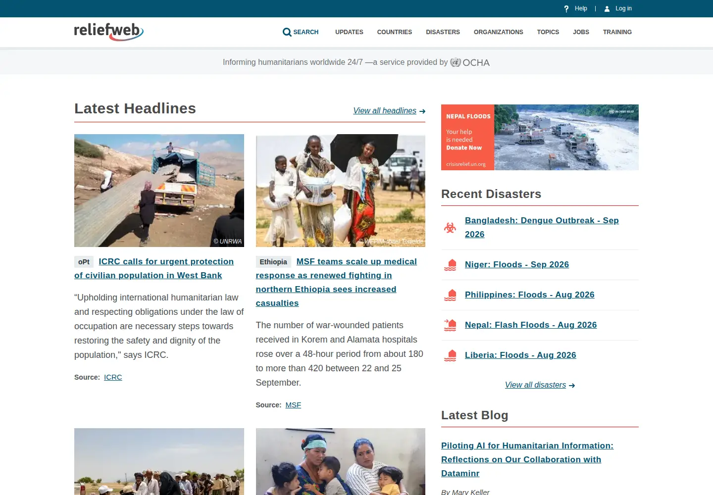 Screenshot of reliefweb.int