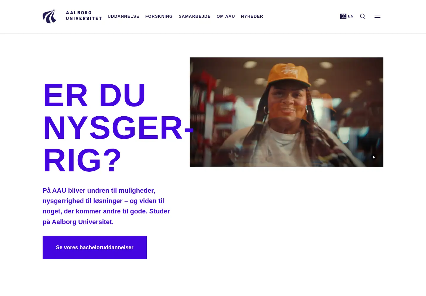 Screenshot of aau.dk