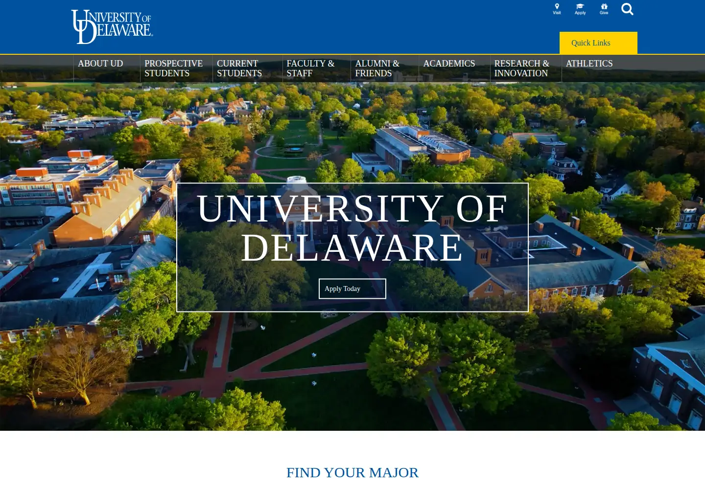 Screenshot of udel.edu
