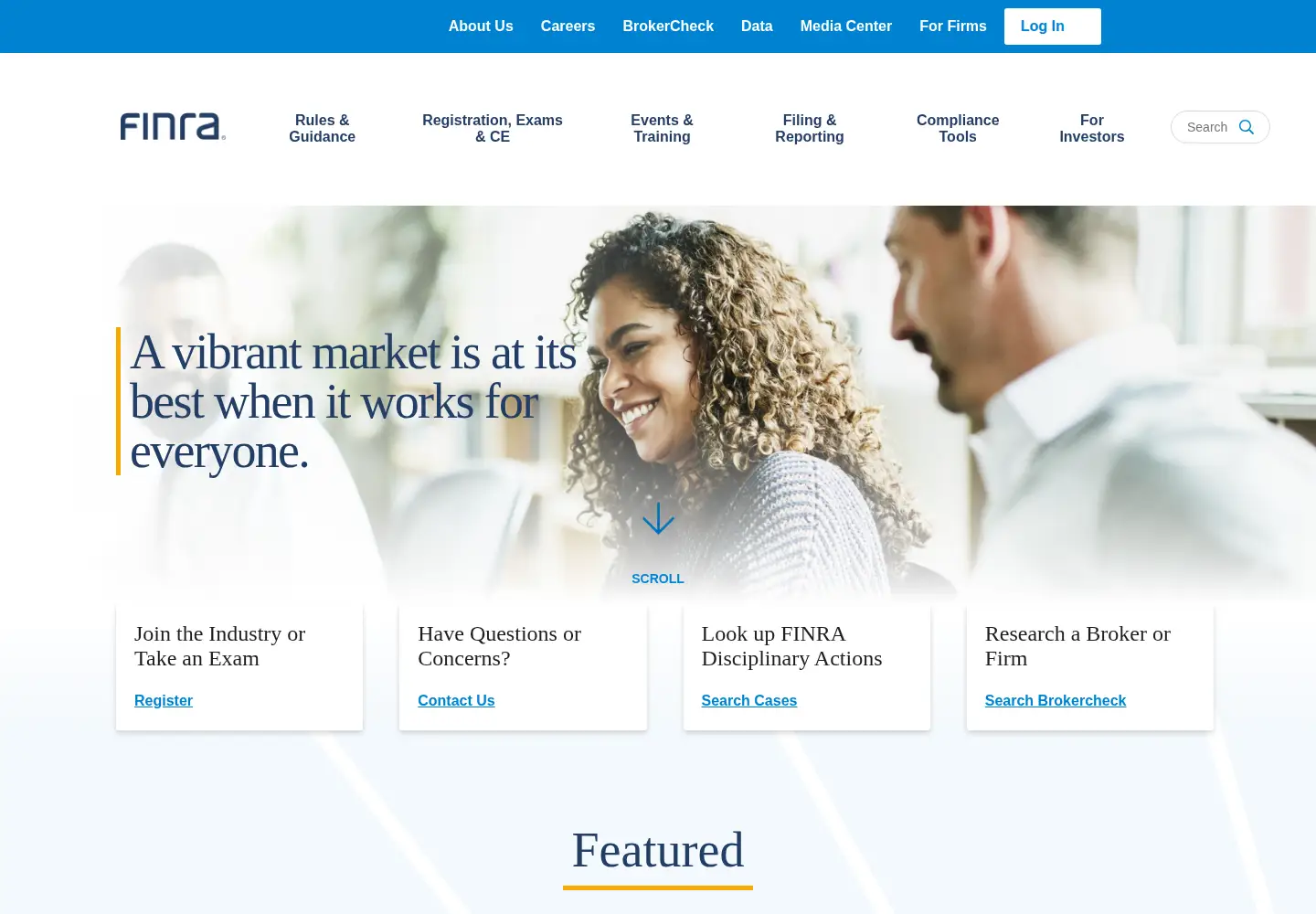 Screenshot of finra.org