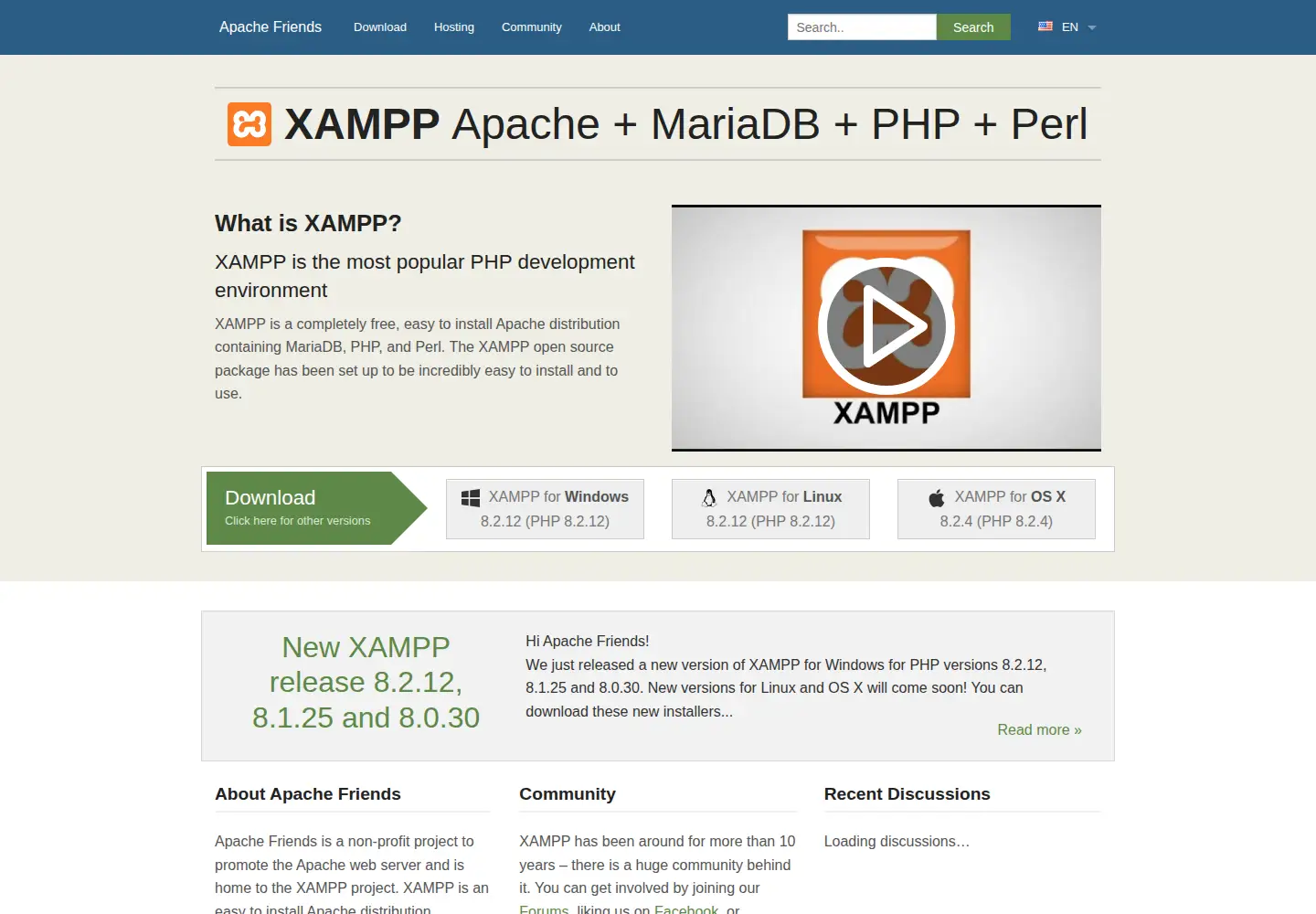Screenshot of apachefriends.org
