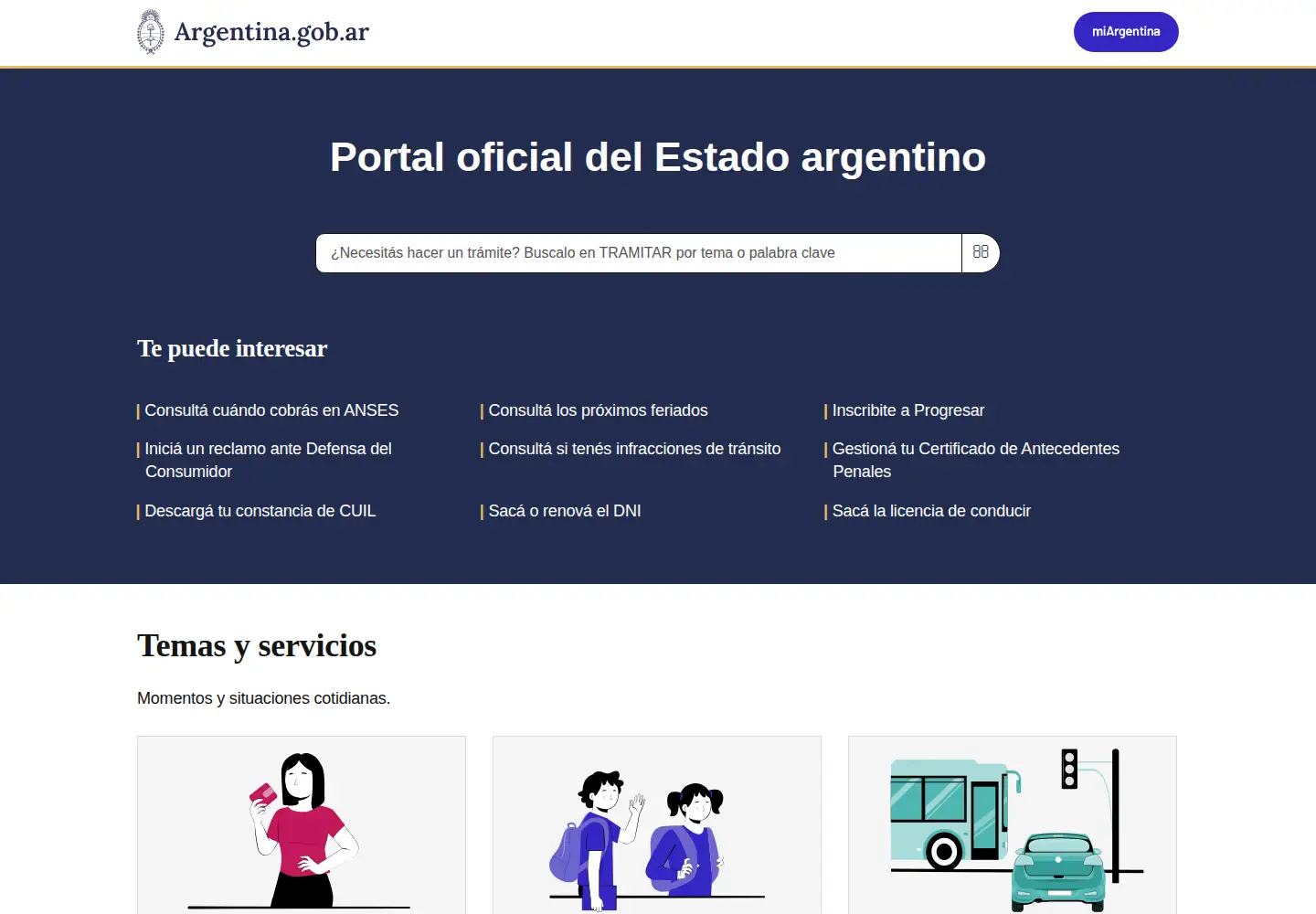 Screenshot of argentina.gob.ar