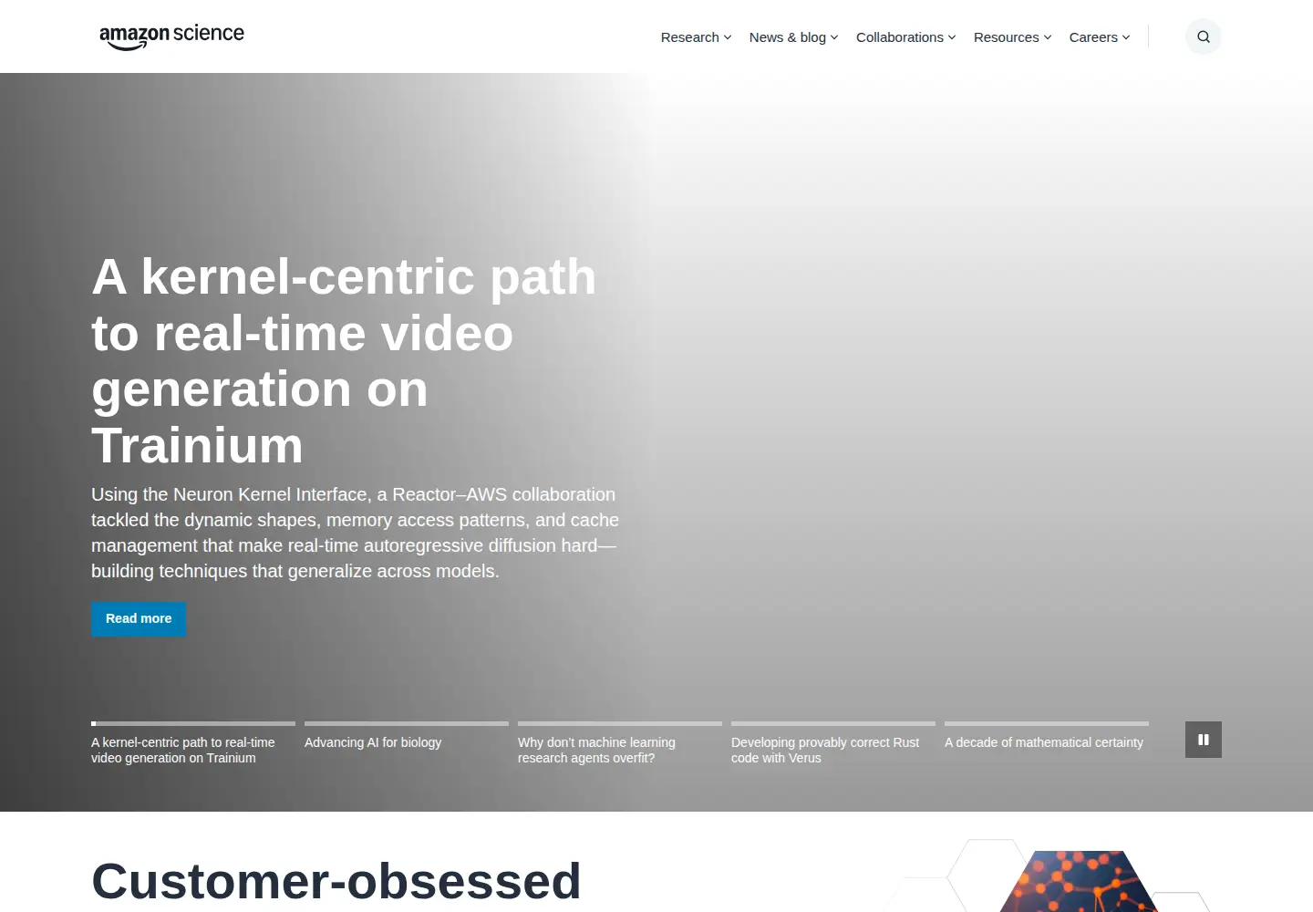 Screenshot of amazon.science