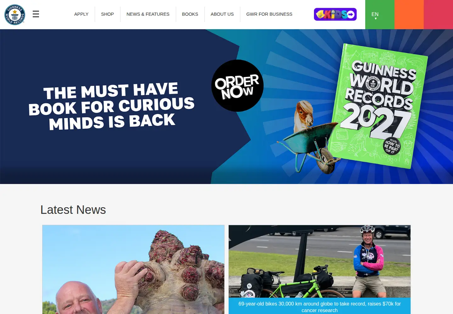 Screenshot of guinnessworldrecords.com