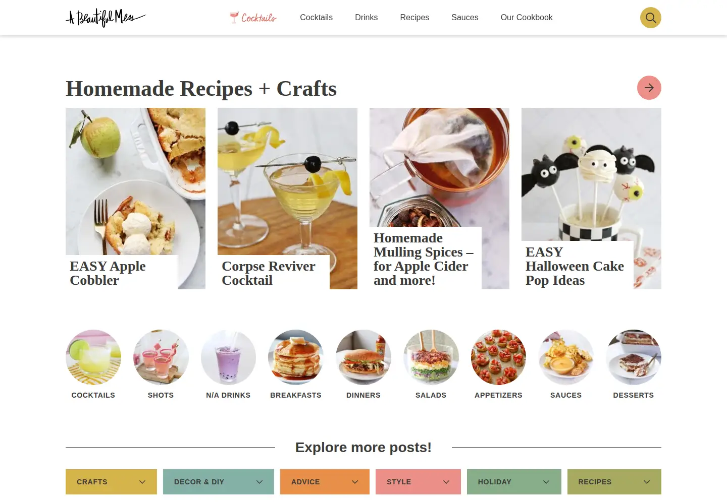 Screenshot of abeautifulmess.com