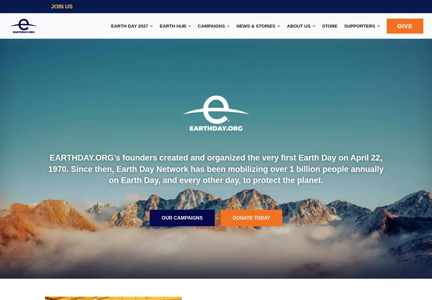 Screenshot of earthday.org