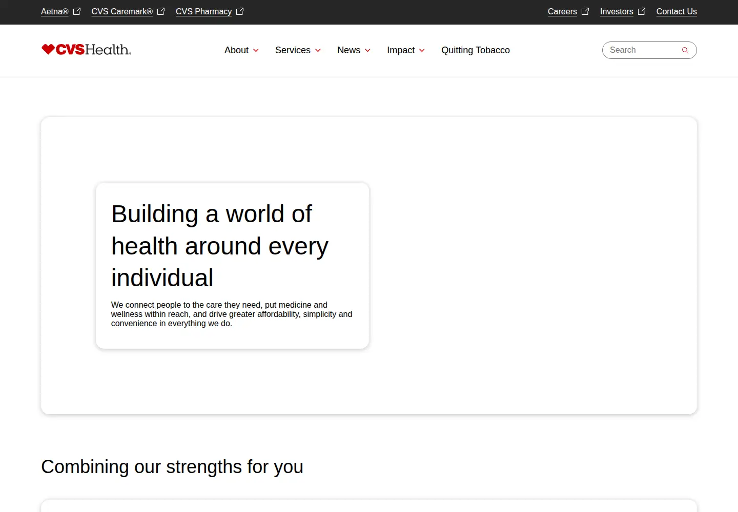 Screenshot of cvshealth.com