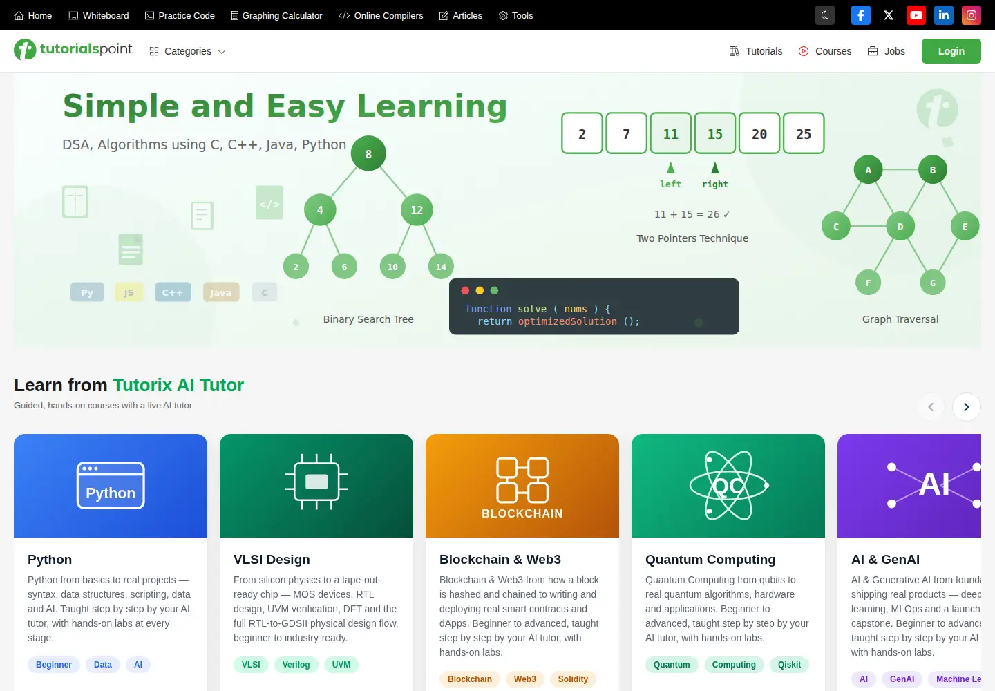 Screenshot of tutorialspoint.com