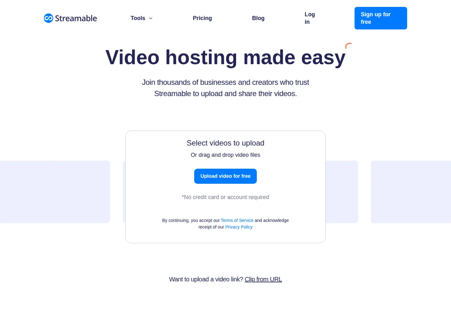 Screenshot of streamable.com
