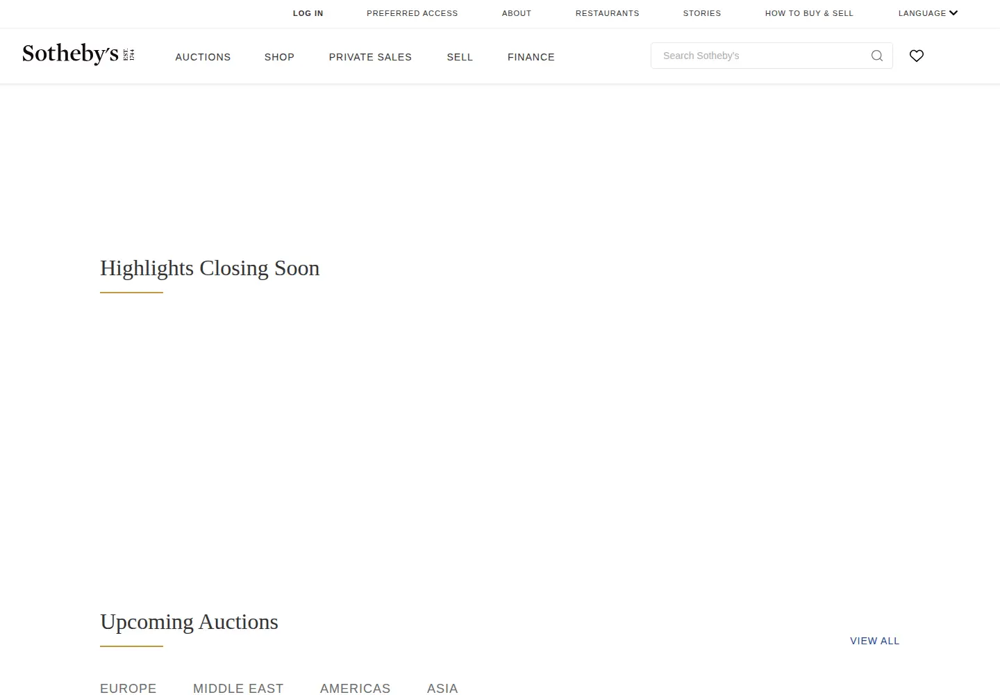Captured homepage of sothebys.com in the current scan