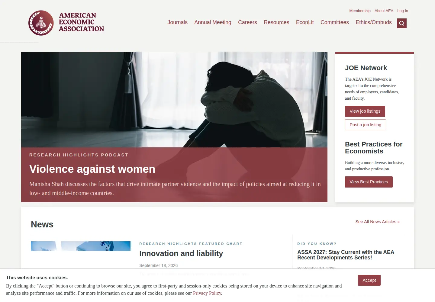 Screenshot of aeaweb.org