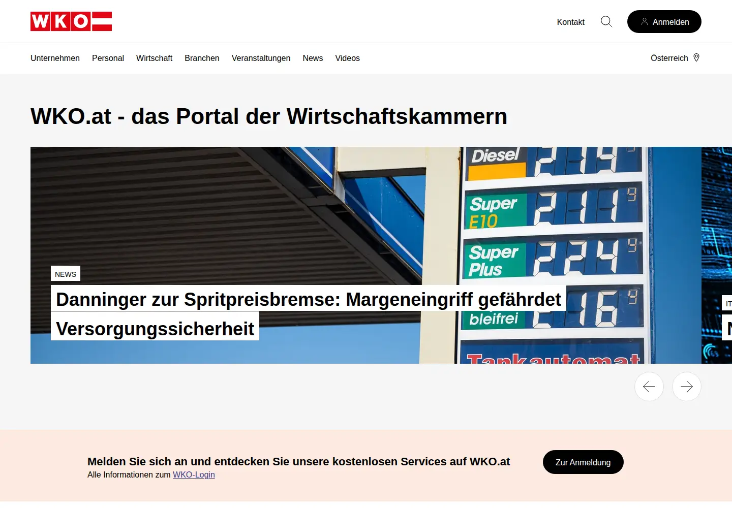 Screenshot of wko.at