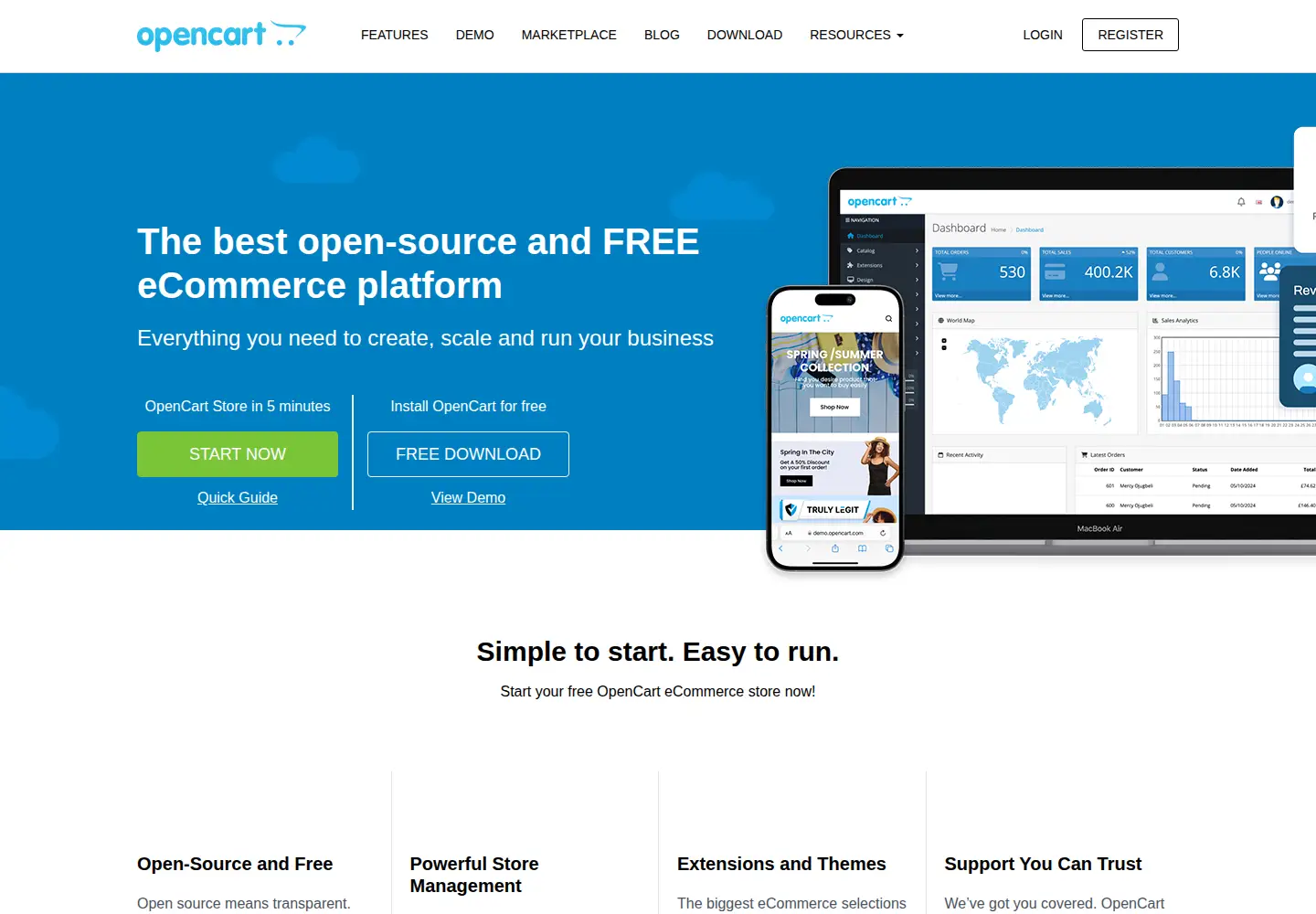 Screenshot of opencart.com