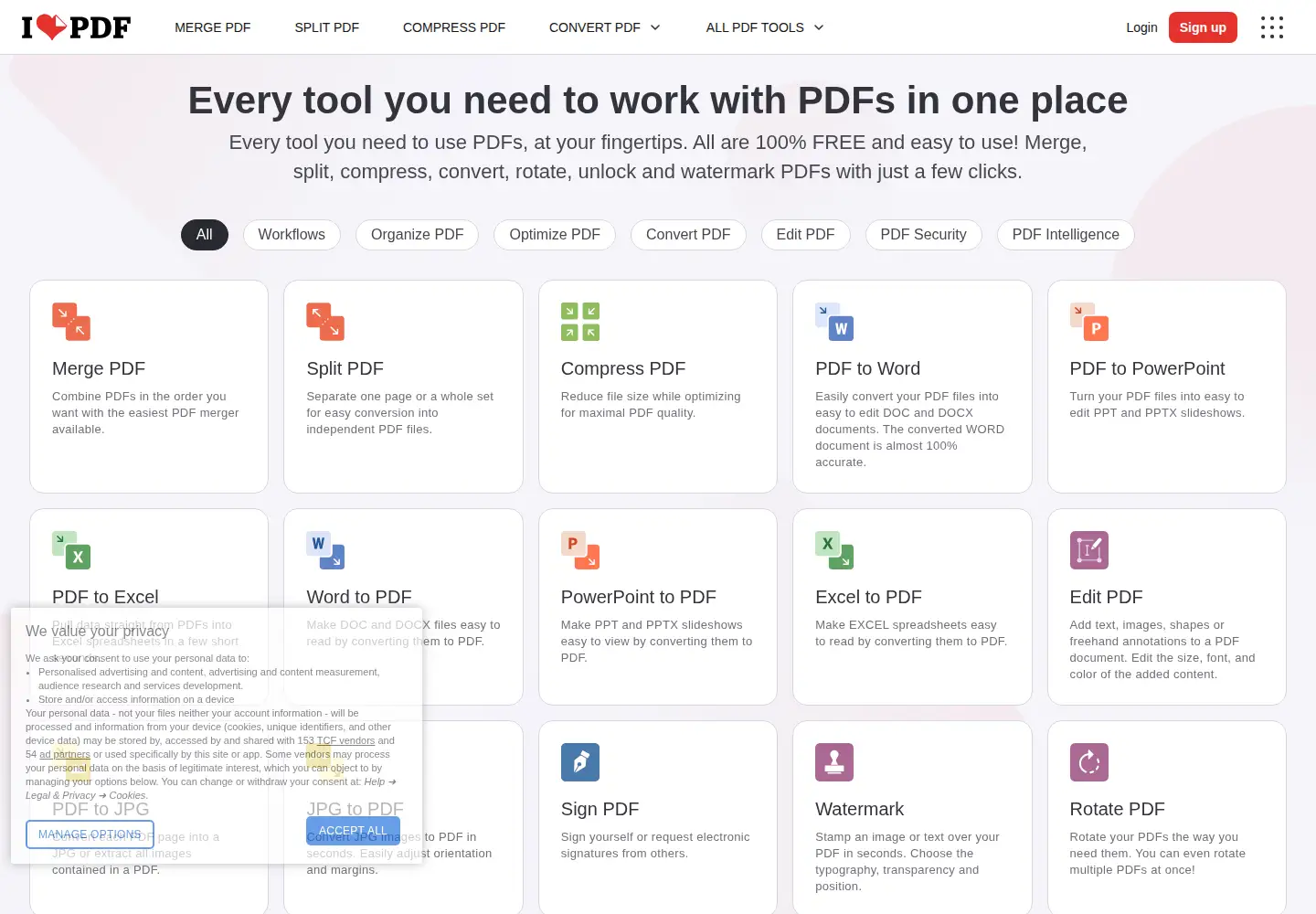 Screenshot of ilovepdf.com